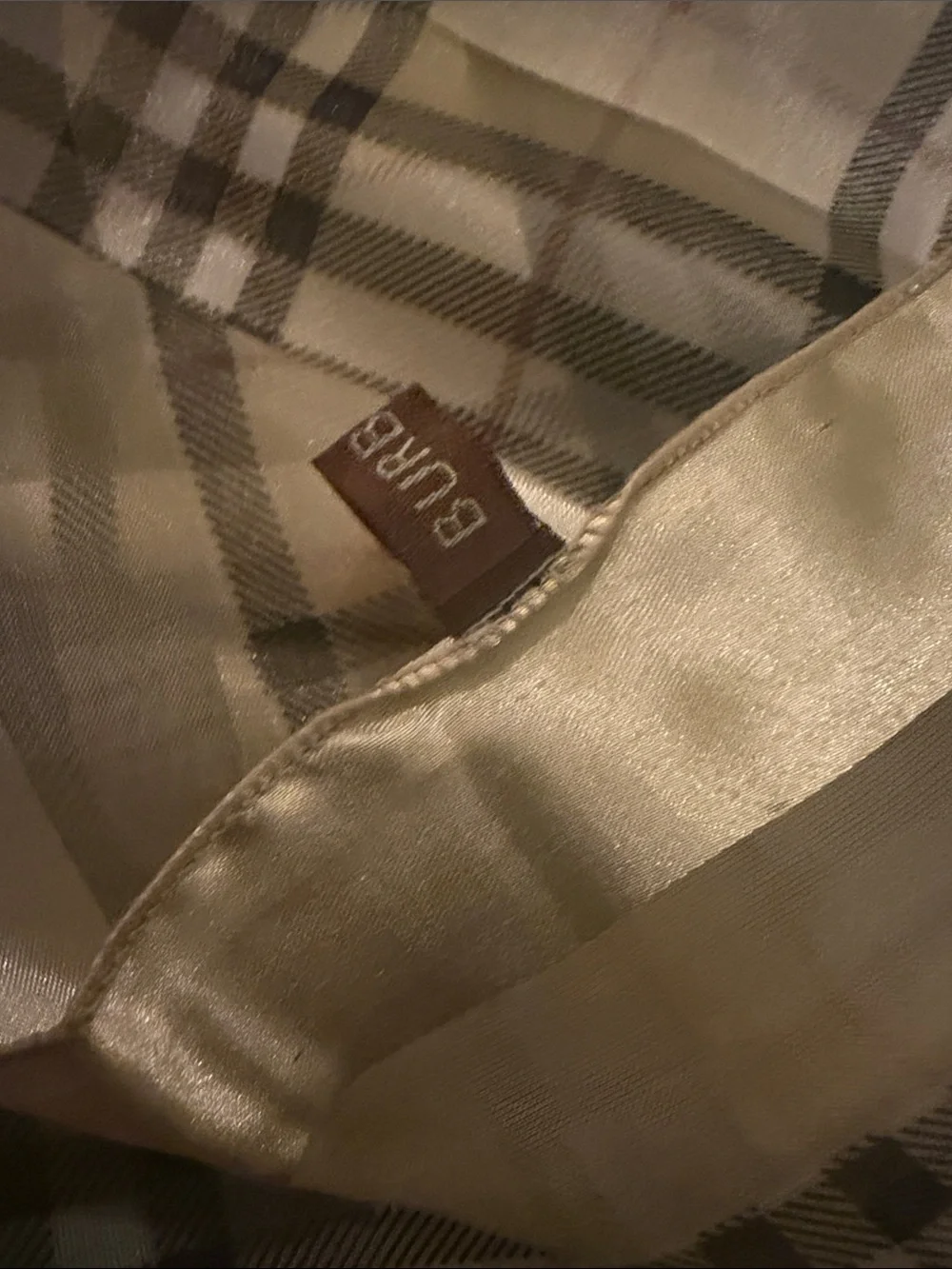 Burberry Cream and Brown Classic Check Silk Scarf
